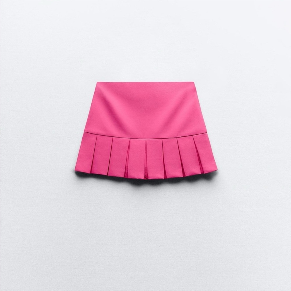 Zara Fuchsia Pleated Skater Skirt - Picture 2 of 14